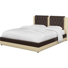 Интерьерная кровать Мебелико Камилла эко-кожа коричнево-бежевый АртМебель