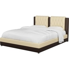 Интерьерная кровать Мебелико Камилла эко-кожа бежево-коричневый АртМебель