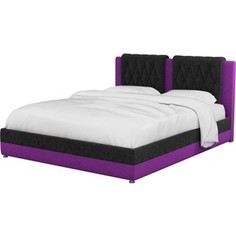 Интерьерная кровать Мебелико Камилла микровельвет черно-фиолетовый АртМебель