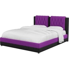 Интерьерная кровать Мебелико Камилла микровельвет фиолетово-черный АртМебель