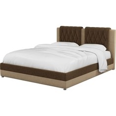 Интерьерная кровать Мебелико Камилла микровельвет коричнево-бежевый АртМебель