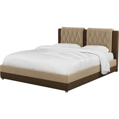 Интерьерная кровать Мебелико Камилла микровельвет бежево-коричневый АртМебель