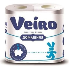 Туалетная бумага Veiro Домашняя, белая, 2х-слойная, 4 рулона
