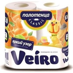 Полотенца Veiro бумажные Classic с рисунком 2х-слойные, 2 шт