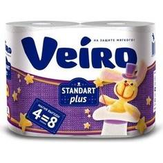 Туалетная бумага Veiro Standart Plus, белая, 2х-слойная, 4 рулона