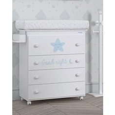 Комод пеленальный Micuna Istar B-947 white/sky blue матрасик stars grey