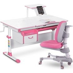Комплект мебели (столик + кресло + полка) Mealux EVO-40 PN (дерево) столешница белая/пластик розовый