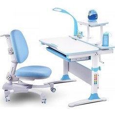 Комплект мебели (столик + кресло + лампа + полка) Mealux EVO-30 BL (дерево) столешница белая/пластик голубой