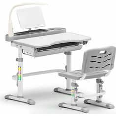 Комплект мебели (столик + стульчик + лампа) Mealux EVO-18 G (с лампой) столешница белая/пластик серый
