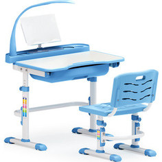 Комплект мебели (столик + стульчик + лампа) Mealux EVO-17 BL столешница белая/пластик голубой