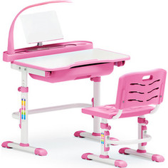 Комплект мебели (столик + стульчик + лампа) Mealux EVO-17 PN столешница белая/пластик розовый