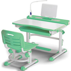 Комплект мебели (столик + стульчик) Mealux BD-04 Teddy green с лампой столешница белая/пластик зеленый