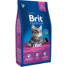 Сухой корм Brit Premium Cat Light с курицей и печенью для кошек склонных к излишнему весу 8кг (513291) Brit*