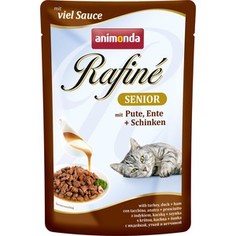 Паучи Animonda Rafine Senior with Turkey, Duck + Ham с мясом индейки, уткой и ветчиной для пожилых кошек 100г (83801)