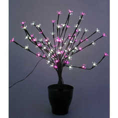 Светодиодная композиция Light Цветок в горшке цветы сакуры белый-розовый 60 см, 94 led чёрный провод