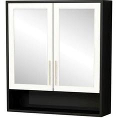 Зеркальный шкаф Меркана Нотти 60 см,цвет корпуса черный, фасад белый (30654)