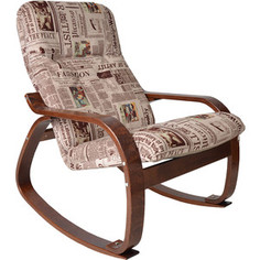 Кресло-качалка Мебелик Сайма ткань газета/каркас вишня