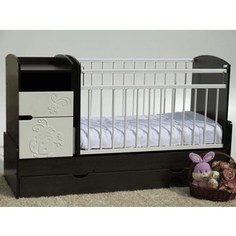 Кроватка трансформер Островок уюта маятник Элис-жужа Венге-Белый