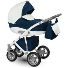 Коляска 2 в 1 Camarelo SIRION XSI-5 т. синий жаккард-белая кожа
