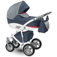 Коляска 2 в 1 Camarelo SIRION XSI-10 т. синий лен-серая кожа