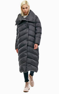 Длинный серый пуховик с запахом Add