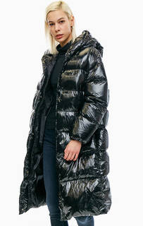 Длинный зимний пуховик черного цвета Add