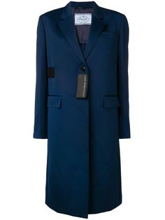 Prada пальто миди с нашивкой