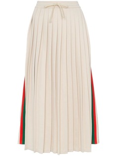 Gucci плиссированная юбка с контрастными полосками по бокам