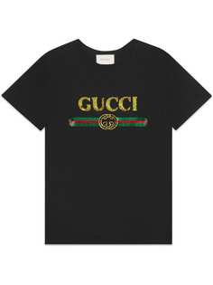 Gucci футболка свободного кроя с логотипом Gucci с пайетками