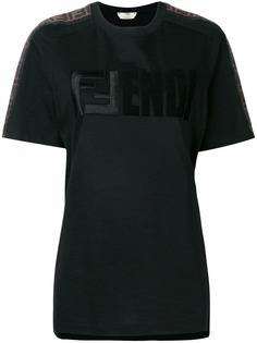 Fendi футболка с полосками с логотипами
