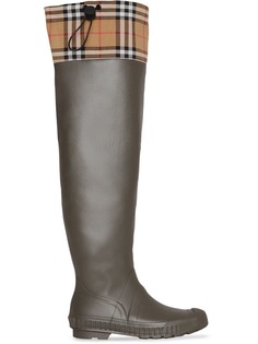 Burberry непромокаемые сапоги по колено в клетку Vintage Check
