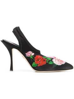 Dolce & Gabbana мюли с ремешком на пятке и принтом роз