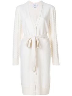 Thom Browne длинный кардиган с V-образным вырезом и косами