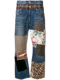 Junya Watanabe укороченные джинсы в стиле пэчворк