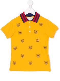 Gucci Kids рубашка-поло с вышивкой с тиграми