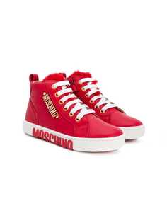 Moschino Kids logo plaque hi-top sneakers