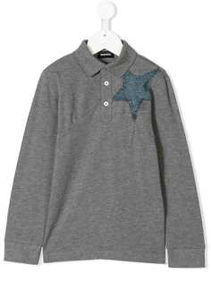 Diesel Kids рубашка-поло с джинсовой заплаткой в форме звезды