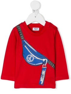 Moschino Kids топ с принтом поясной сумки со знаком peace