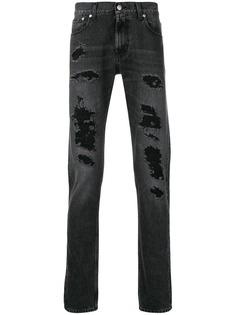 Alexander McQueen прямые джинсы с рваными деталями