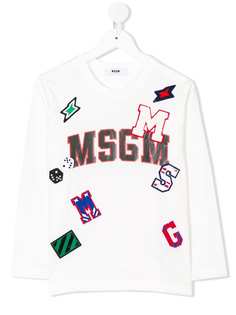 Msgm Kids футболка с заплатками