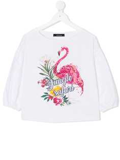 Monnalisa блузка с изображением фламинго с пайетками