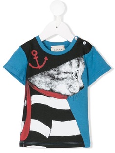 Gucci Kids футболка с принтом кота-моряка