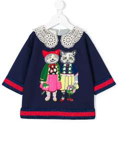 Gucci Kids блузка с заплатками с котами