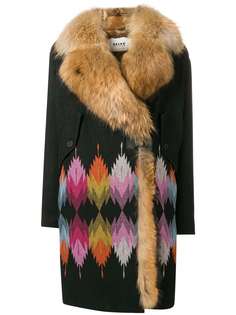 Bazar Deluxe пальто с отделкой из кроличьего меха и меха енота
