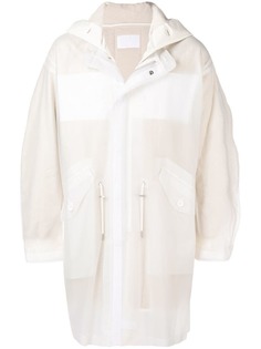Helmut Lang удлиненное прозрачное пальто с капюшоном