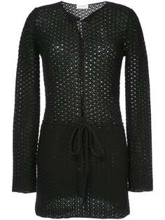 Saint Laurent вязаный кардиган с поясом на талии