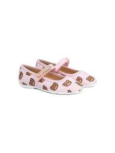 Moschino Kids балетки с принтом медведей