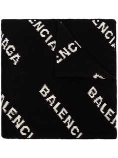 Balenciaga шарф с логотипами вязки интарсия