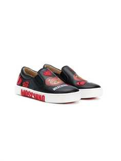 Moschino Kids teddy bear heart slip-on sneakers