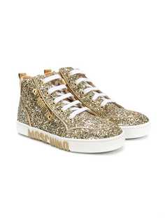 Moschino Kids hi-top glitter sneakers